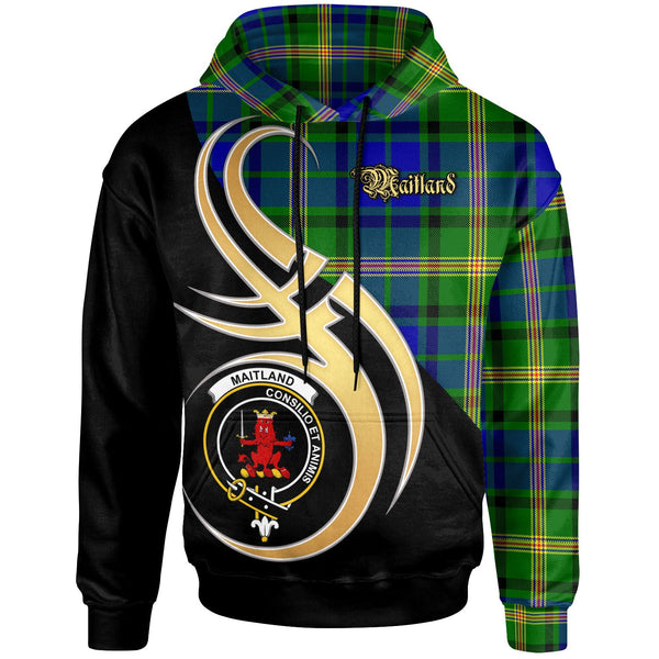 Scottish Maitland Clan Crest Tartan Hoodie - Believe In Me Front Side Tartan Plaid