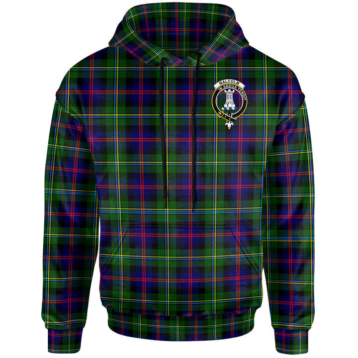 Scottish Malcolm (or MacCallum) Clan Crest Tartan Hoodie Front Side Tartan Plaid