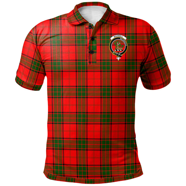 Scottish Maxwell Clan Crest Tartan Polo Shirt Front Side Tartan Plaid