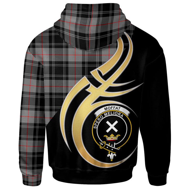 Scottish Moffat Clan Crest Tartan Hoodie - Believe In Me Back Side Tartan Plaid