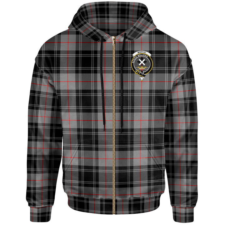 Scottish Moffat Clan Crest Tartan Hoodie Zip Tartan Plaid