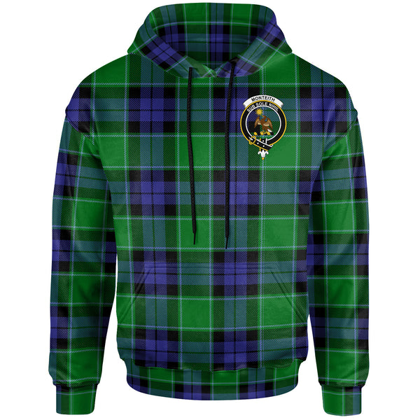 Scottish Monteith Clan Crest Tartan Hoodie Front Side Tartan Plaid