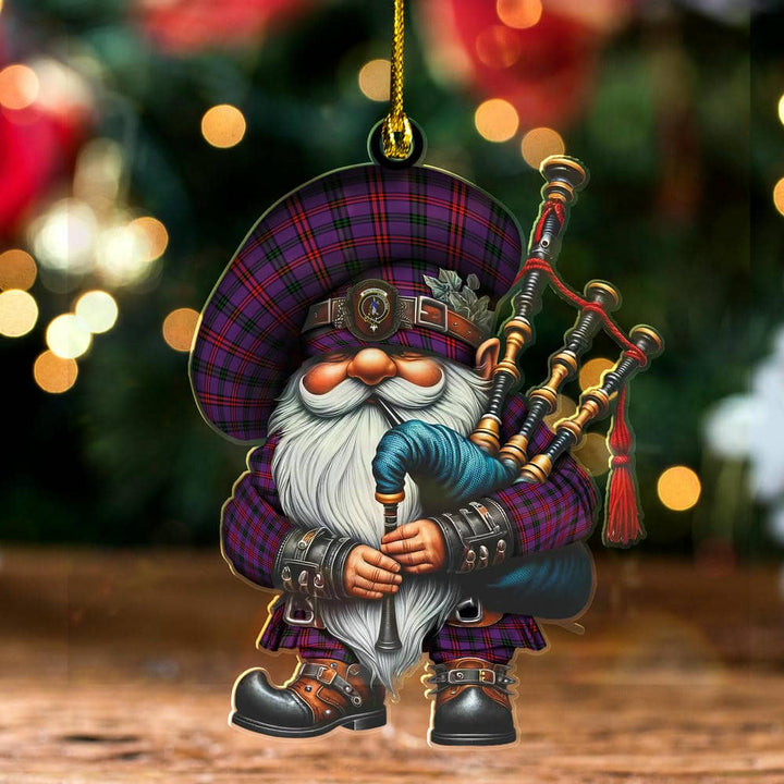 Scottish Montgomery Clan Crest Tartan Bagpiper Gnome Ornament Tartan Plaid 1.jpg