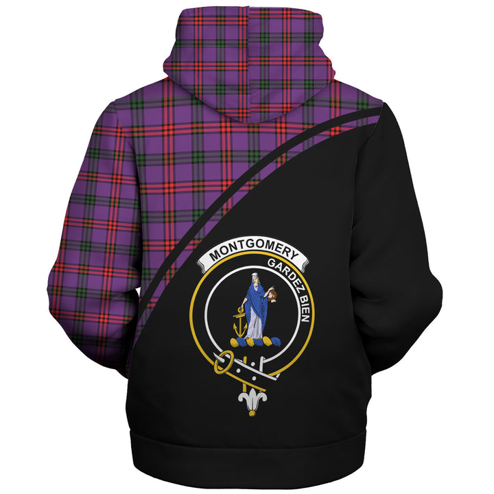 Scottish Montgomery Clan Crest Tartan Curve Sherpa Hoodie Front Side Tartan Plaid