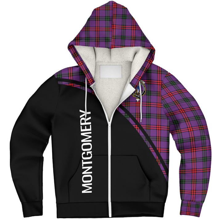 Scottish Montgomery Clan Crest Tartan Curve Sherpa Hoodie Tartan Plaid