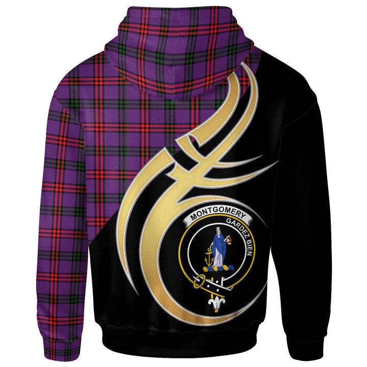 Scottish Montgomery Clan Crest Tartan Hoodie - Believe In Me Back Side Tartan Plaid