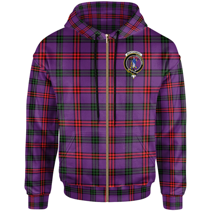 Scottish Montgomery Clan Crest Tartan Hoodie Zip Tartan Plaid