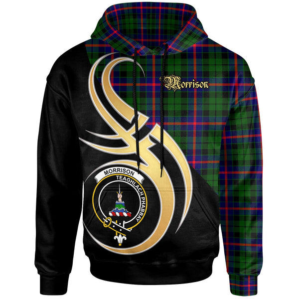 Scottish Morrison Clan Crest Tartan Hoodie - Believe In Me Front Side Tartan Plaid