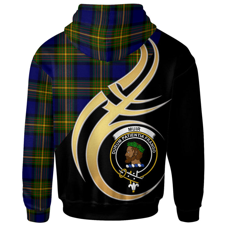 Scottish Muir Clan Crest Tartan Hoodie - Believe In Me Back Side Tartan Plaid