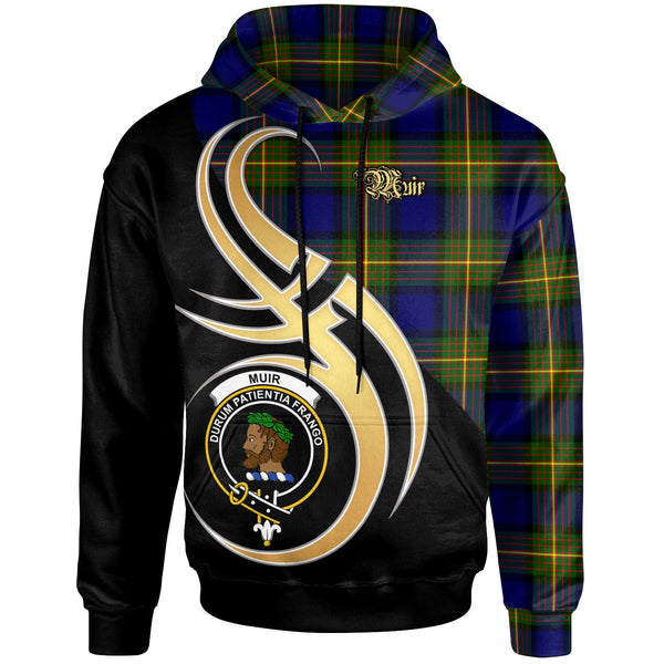 Scottish Muir Clan Crest Tartan Hoodie - Believe In Me Front Side Tartan Plaid