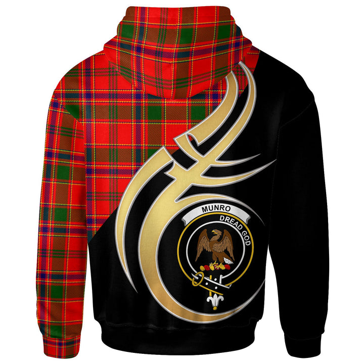 Scottish Munro Clan Crest Tartan Hoodie - Believe In Me Back Side Tartan Plaid