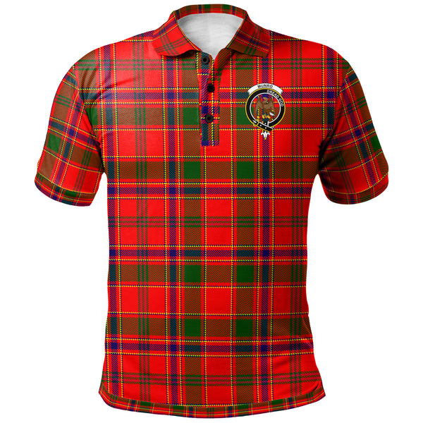 Scottish Munro Clan Crest Tartan Polo Shirt Front Side Tartan Plaid