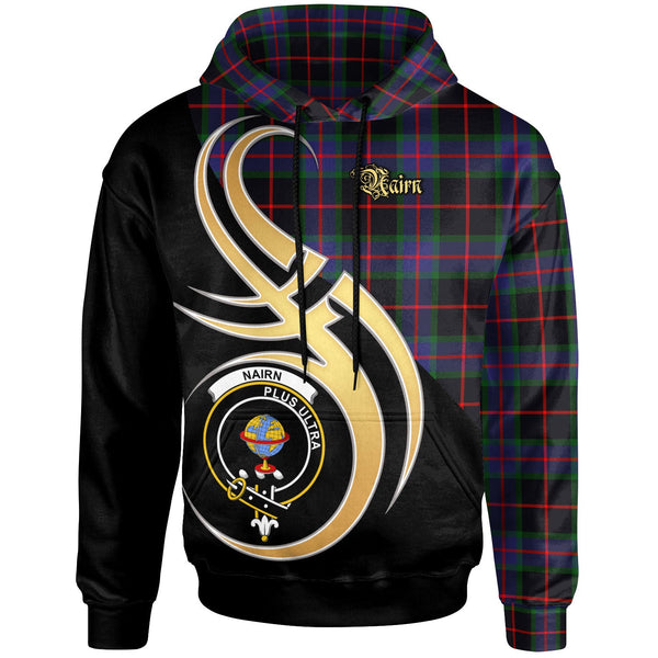 Scottish Nairn Clan Crest Tartan Hoodie - Believe In Me Front Side Tartan Plaid