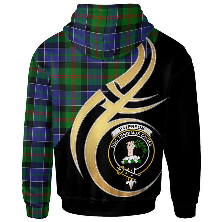 Scottish Paterson Clan Crest Tartan Hoodie - Believe In Me Back Side Tartan Plaid
