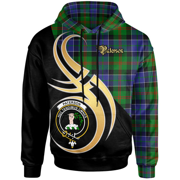 Scottish Paterson Clan Crest Tartan Hoodie - Believe In Me Front Side Tartan Plaid