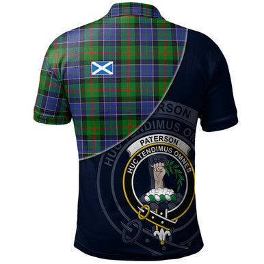 Scottish Paterson Clan Crest Tartan Polo Shirt - Bend Style Back Side Tartan Plaid