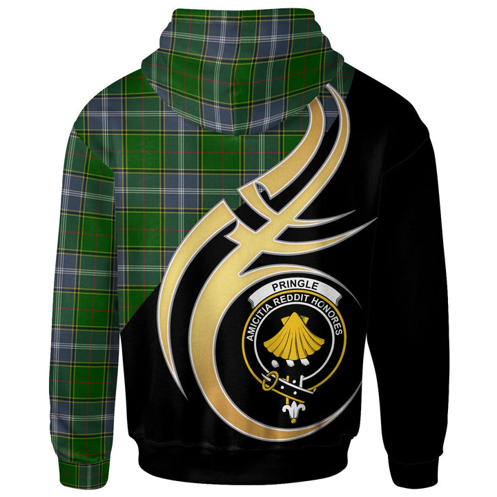 Scottish Pringle Clan Crest Tartan Hoodie - Believe In Me Back Side Tartan Plaid