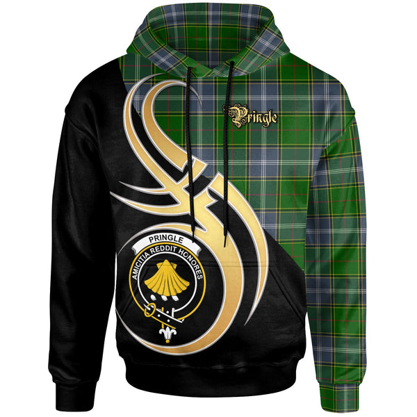 Scottish Pringle Clan Crest Tartan Hoodie - Believe In Me Front Side Tartan Plaid