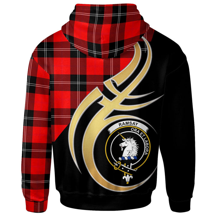 Scottish Ramsay Clan Crest Tartan Hoodie - Believe In Me Back Side Tartan Plaid
