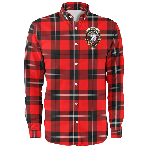 Scottish Ramsay Clan Crest Tartan Long Sleeve Shirt Front Side Tartan Plaid