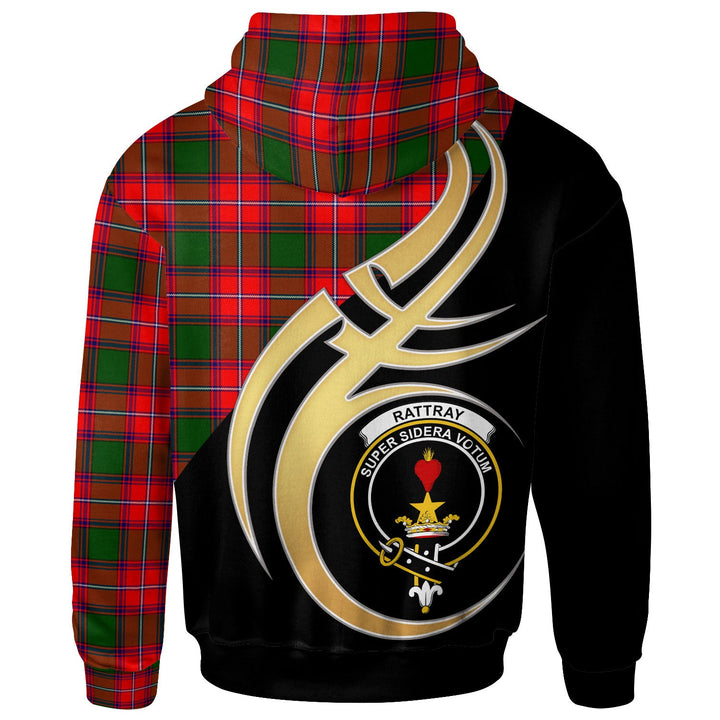 Scottish Rattray Clan Crest Tartan Hoodie - Believe In Me Back Side Tartan Plaid