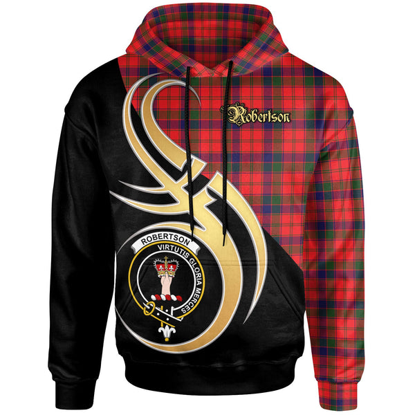 Scottish Robertson Clan Crest Tartan Hoodie - Believe In Me Front Side Tartan Plaid