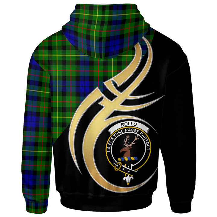 Scottish Rollo Clan Crest Tartan Hoodie - Believe In Me Back Side Tartan Plaid