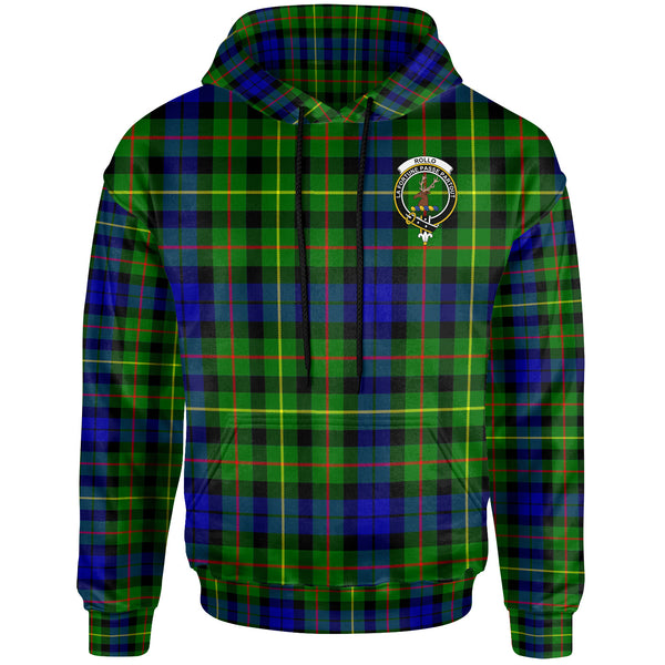 Scottish Rollo Clan Crest Tartan Hoodie Front Side Tartan Plaid