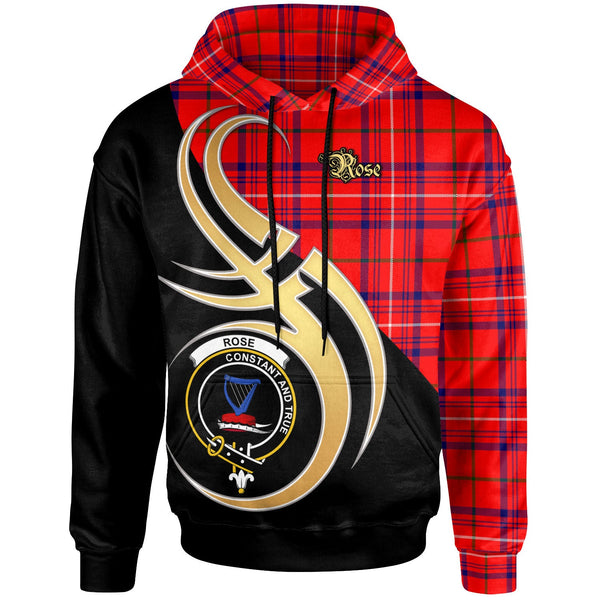 Scottish Rose Clan Crest Tartan Hoodie - Believe In Me Front Side Tartan Plaid
