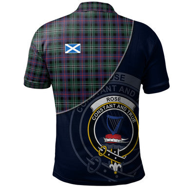 Scottish Rose Hunting Modern Clan Crest Tartan Polo Shirt - Bend Style Back Side Tartan Plaid