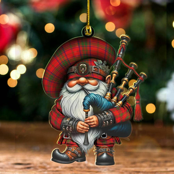 Scottish Ross Clan Crest Tartan Bagpiper Gnome Ornament Tartan Plaid 1.jpg