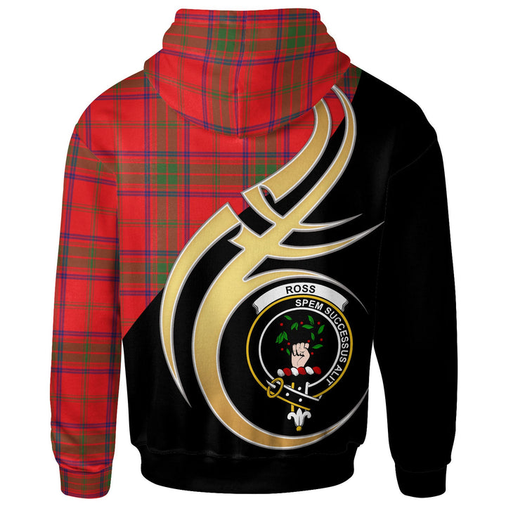Scottish Ross Clan Crest Tartan Hoodie - Believe In Me Back Side Tartan Plaid