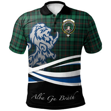 Scottish Ross Hunting Modern Clan Crest Tartan Polo Shirt - Scotland Lion Front Side Tartan Plaid