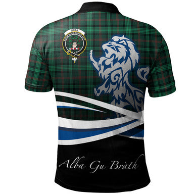 Scottish Ross Hunting Modern Clan Crest Tartan Polo Shirt - Scotland Lion Back Side Tartan Plaid