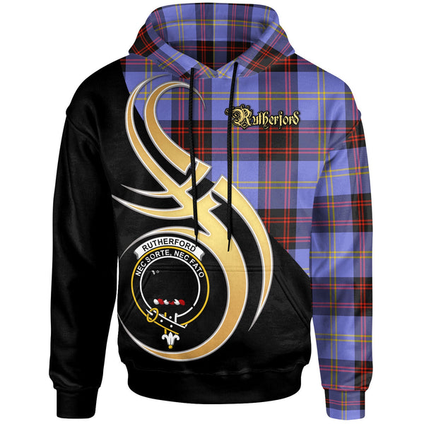 Scottish Rutherford Clan Crest Tartan Hoodie - Believe In Me Front Side Tartan Plaid