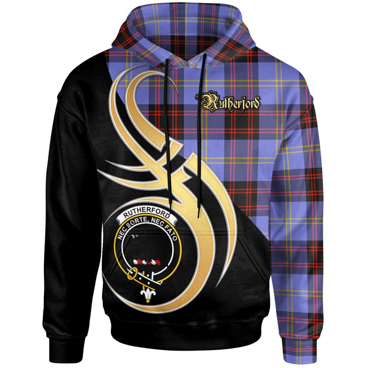 Scottish Rutherford Clan Crest Tartan Hoodie - Believe In Me Front Side Tartan Plaid
