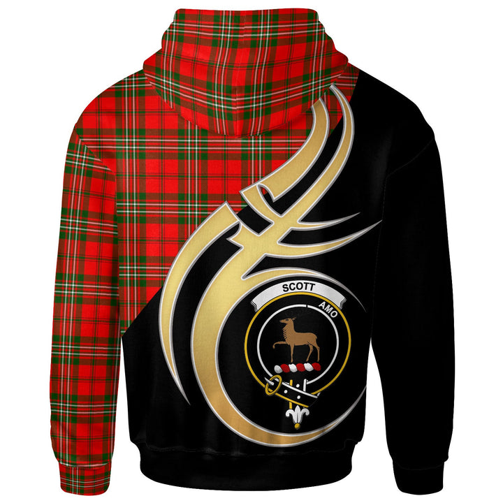 Scottish Scott Clan Crest Tartan Hoodie - Believe In Me Back Side Tartan Plaid