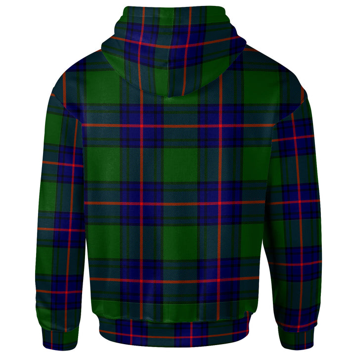 Scottish Shaw (of Tordarroch) Clan Crest Tartan Hoodie Back Side Tartan Plaid