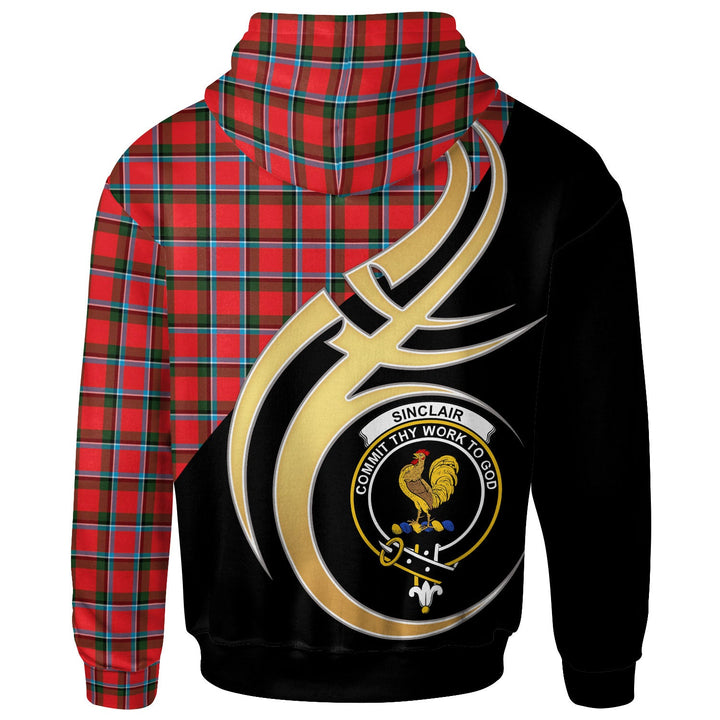 Scottish Sinclair Clan Crest Tartan Hoodie - Believe In Me Back Side Tartan Plaid