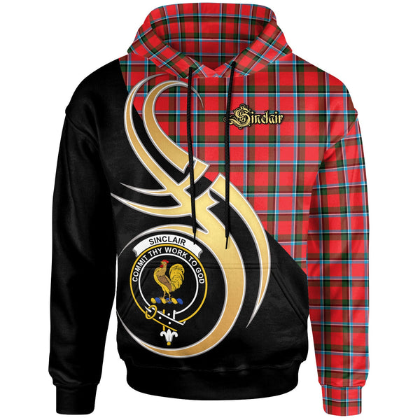 Scottish Sinclair Clan Crest Tartan Hoodie - Believe In Me Front Side Tartan Plaid
