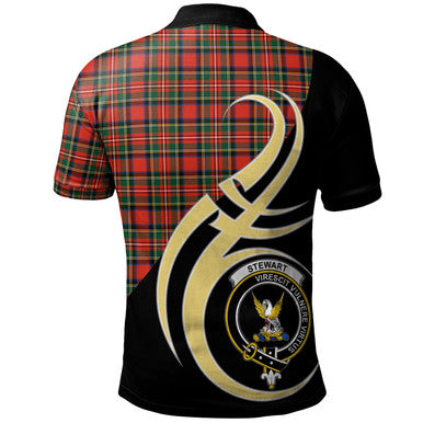 Scottish Stewart Royal Modern Clan Crest Tartan Polo Shirt Believe in Me Back Side Tartan Plaid
