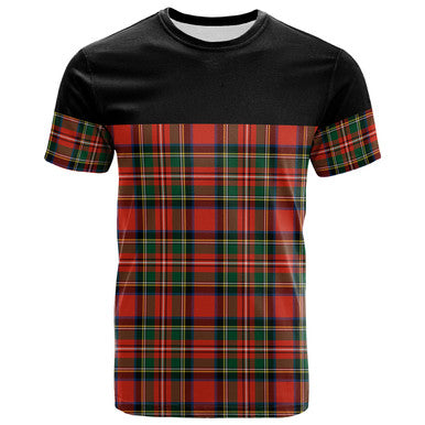 Scottish Stewart Royal Modern Clan Tartan T-Shirt Horizontal Style Front Side Tartan Plaid