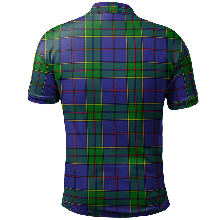 Scottish Strachan Clan Crest Tartan Polo Shirt Back Side Tartan Plaid