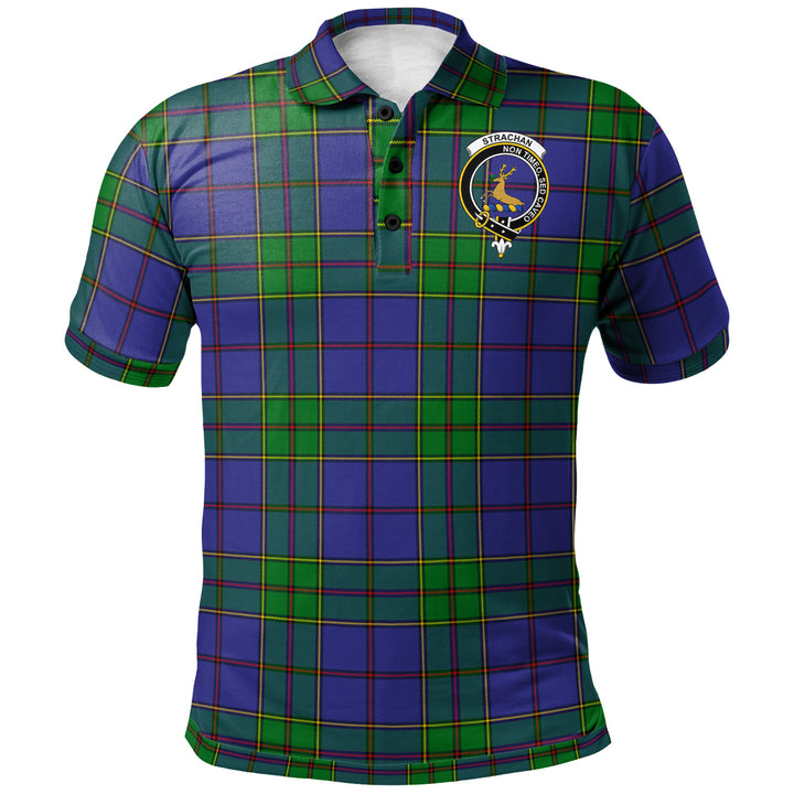 Scottish Strachan Clan Crest Tartan Polo Shirt Front Side Tartan Plaid