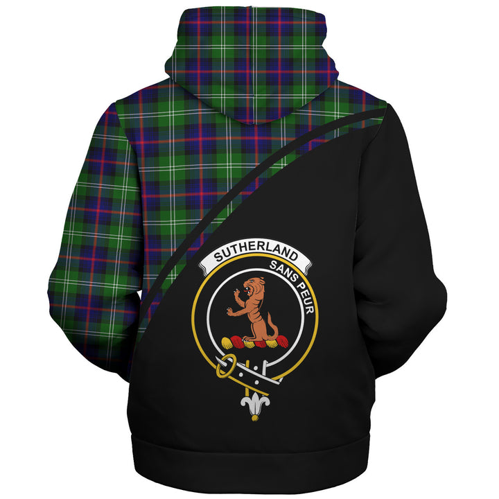 Scottish Sutherland II Clan Crest Tartan Curve Sherpa Hoodie Front Side Tartan Plaid