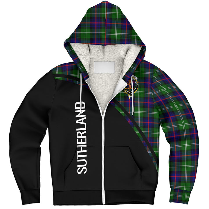 Scottish Sutherland II Clan Crest Tartan Curve Sherpa Hoodie Tartan Plaid