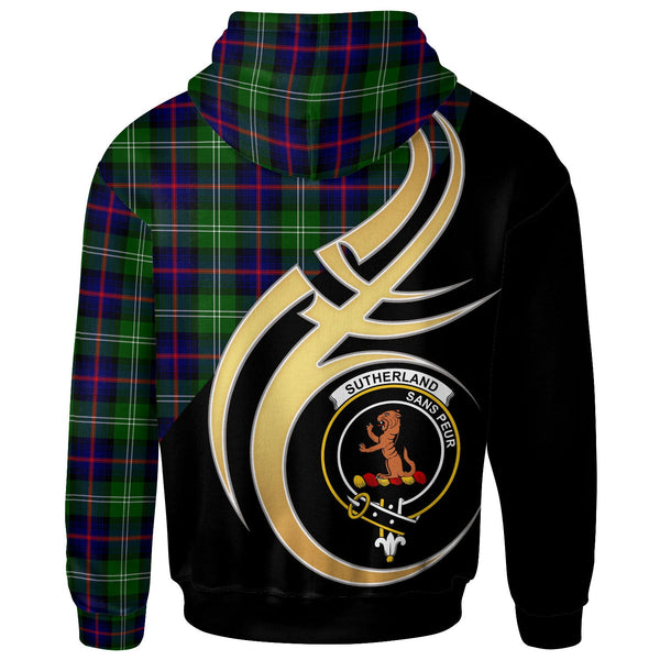 Scottish Sutherland II Clan Crest Tartan Hoodie - Believe In Me Back Side Tartan Plaid