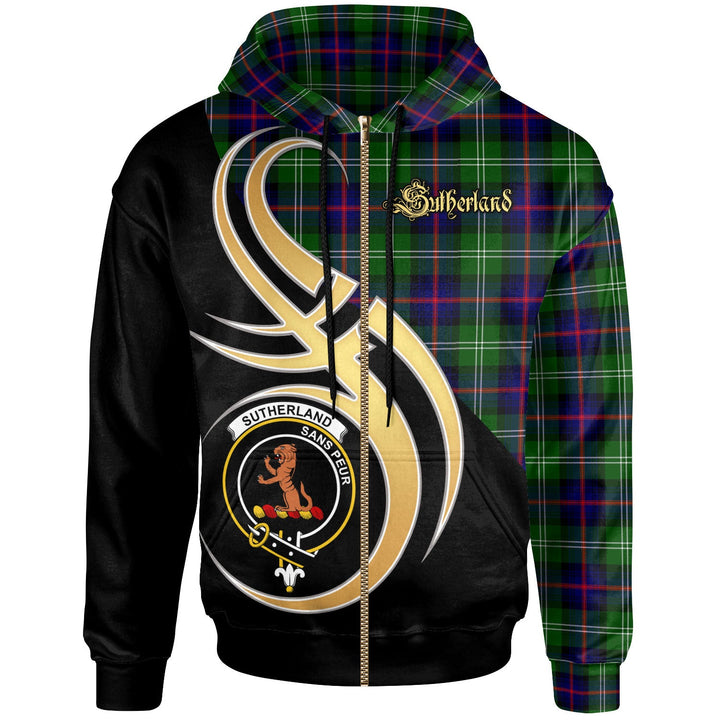 Scottish Sutherland II Clan Crest Tartan Hoodie - Believe In Me Zip-up Tartan Plaid