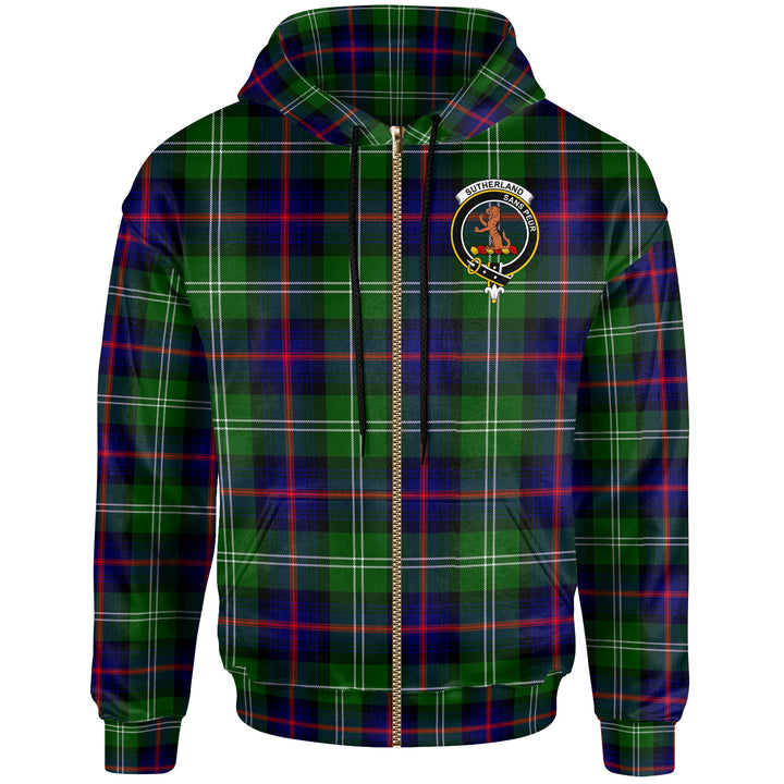 Scottish Sutherland II Clan Crest Tartan Hoodie Zip Tartan Plaid