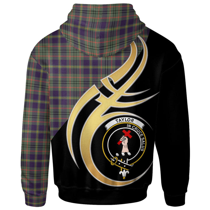 Scottish Taylor Clan Crest Tartan Hoodie - Believe In Me Back Side Tartan Plaid